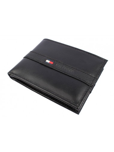 Tommy Hilfiger Men's Leather Ranger Passcase Billfold Wallet - Black